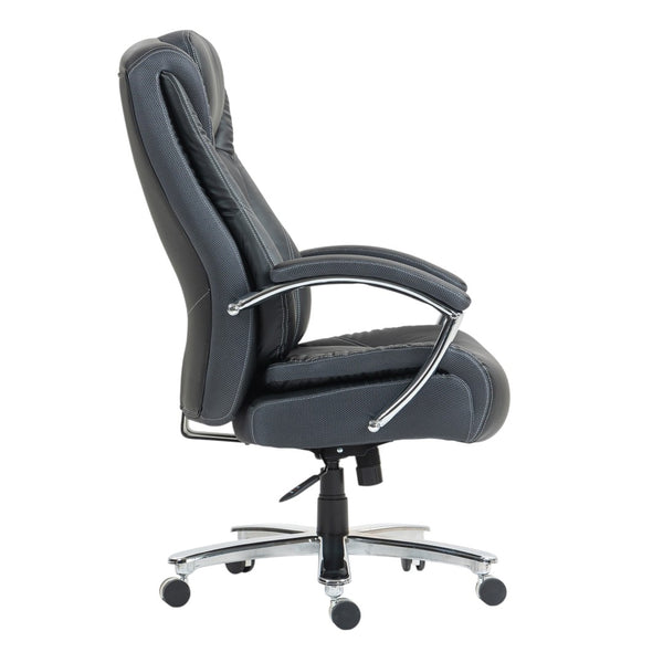 HomeRoots Set of Two Adjustable Height Swivel Rolling Office Chairs - Ergonomic Black & Silver Design 638362