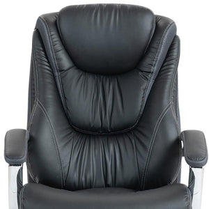 HomeRoots Set of Two Adjustable Height Swivel Rolling Office Chairs - Ergonomic Black & Silver Design 638362