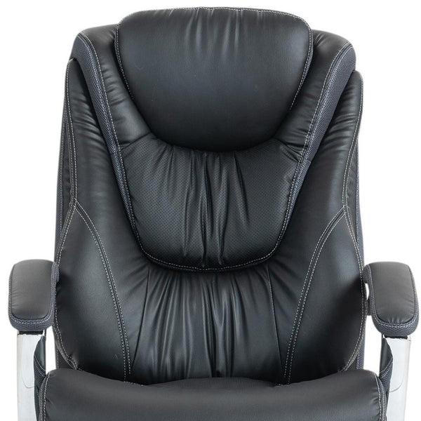 HomeRoots Set of Two Adjustable Height Swivel Rolling Office Chairs - Ergonomic Black & Silver Design 638362