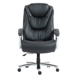 HomeRoots Set of Two Adjustable Height Swivel Rolling Office Chairs - Ergonomic Black & Silver Design 638362