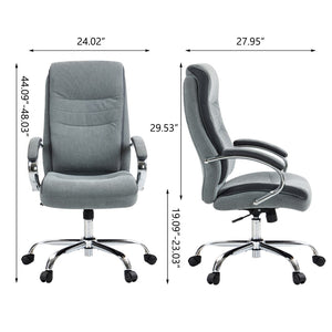 HomeRoots Gray Executive Office Chair - Adjustable Height, Ergonomic Support & Stylish Gray/Silver Design for Comfort 638364