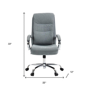 HomeRoots Gray Executive Office Chair - Adjustable Height, Ergonomic Support & Stylish Gray/Silver Design for Comfort 638364