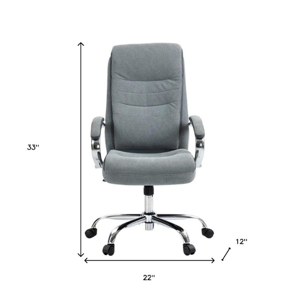 HomeRoots Gray Executive Office Chair - Adjustable Height, Ergonomic Support & Stylish Gray/Silver Design for Comfort 638364