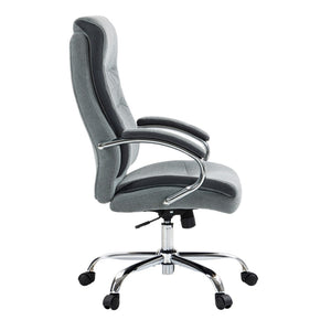 HomeRoots Gray Executive Office Chair - Adjustable Height, Ergonomic Support & Stylish Gray/Silver Design for Comfort 638364