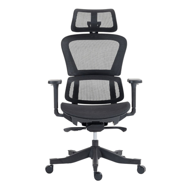 HomeRoots Set of Two Black Adjustable Office Chairs with Ergonomic Support and Rolling Casters for Comfort 638370