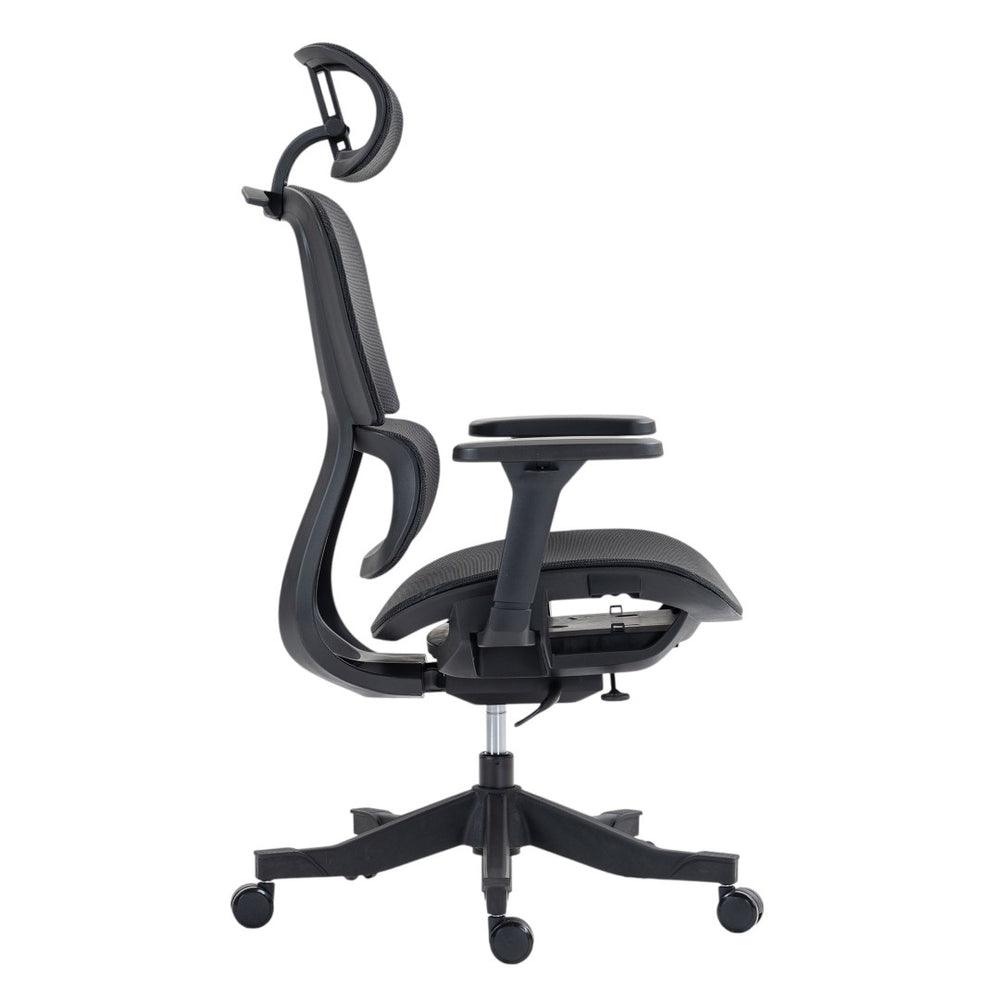 HomeRoots Set of Two Black Adjustable Office Chairs with Ergonomic Support and Rolling Casters for Comfort 638370