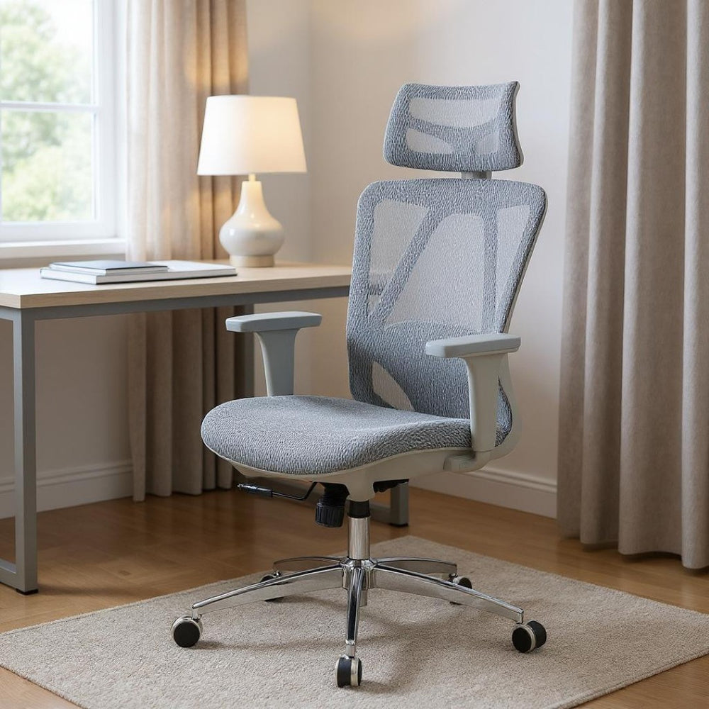 HomeRoots Gray Adjustable Height Swivel Office Chair – Ergonomic Design, Smooth Rolling, Modern Style, Durable 638372