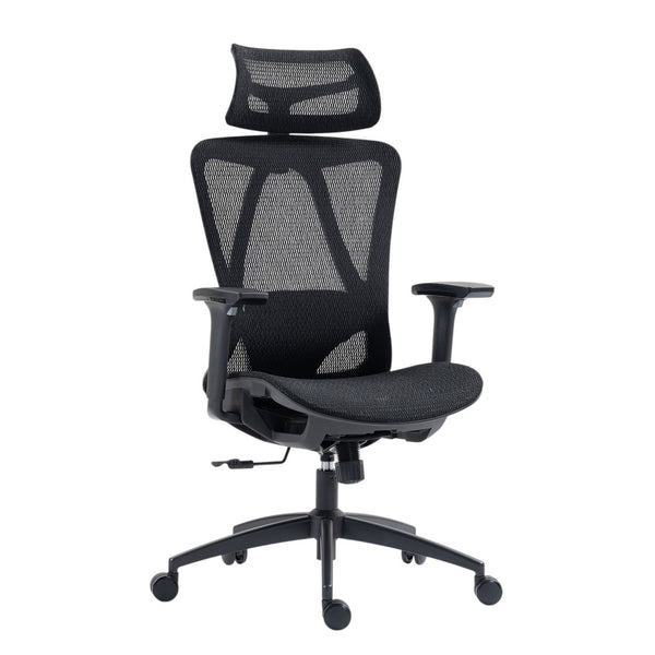 HomeRoots Black Ergonomic Adjustable Swivel Rolling Office Chair with Lumbar Support for Comfort & Style 638374