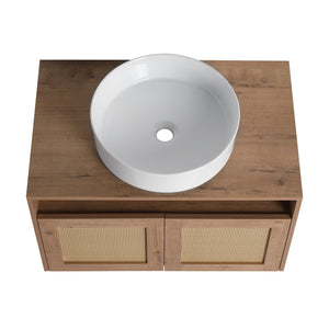 English Elm 30" Bathroom Vanity With Integrated Sink, Soft-Close Doors, & Modern Floating Design For Minimalist Space W999S00397