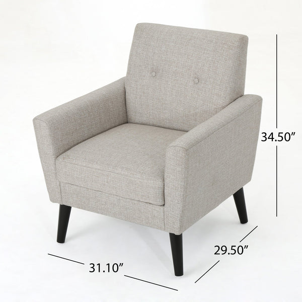 English Elm Christopher Knight Home® - CLUB Vintage-Inspired Fabric Club Chair with Nailhead Trim & Scroll Arms, Birch Legs, Contemporary Comfort Beige 31.5 L x 27.75 W x 18.5 H 60848.00BEI