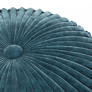 HomeRoots 20" Plush Blue Velvet Round Pouf Ottoman - Stylish Multi-Functional Accent for Modern Interiors 638502