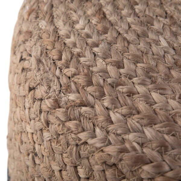 HomeRoots 18" Blue Jute Round Pouf Ottoman - Stylish, Multi-Functional Coastal Accent for Living Spaces & More 638505