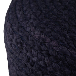 HomeRoots 18" Blue Jute Round Pouf Ottoman - Stylish, Multi-Functional Coastal Accent for Living Spaces & More 638505