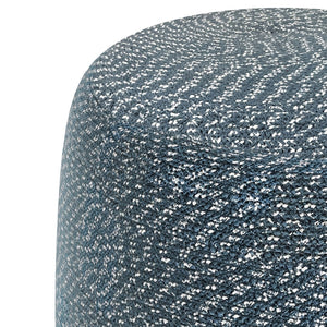 HomeRoots 20" Blue Cotton Round Pouf Ottoman - Versatile Accent for Comfort, Seating & Stylish Decor Update 638506