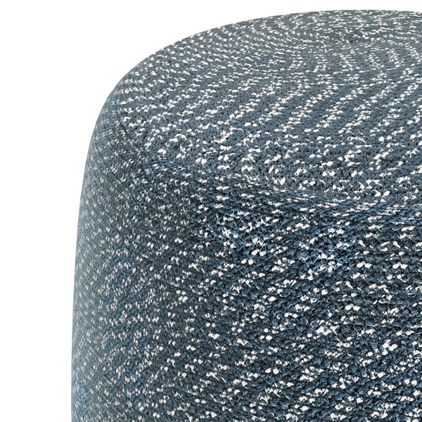 HomeRoots 20" Blue Cotton Round Pouf Ottoman - Versatile Accent for Comfort, Seating & Stylish Decor Update 638506