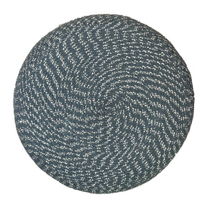 HomeRoots 20" Blue Cotton Round Pouf Ottoman - Versatile Accent for Comfort, Seating & Stylish Decor Update 638506