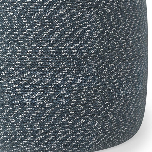 HomeRoots 20" Blue Cotton Round Pouf Ottoman - Versatile Accent for Comfort, Seating & Stylish Decor Update 638506