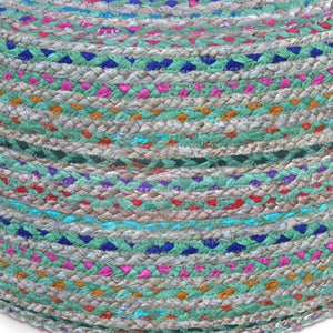 HomeRoots 20" Green Jute Round Pouf Ottoman – Stylish Bohemian Footrest, Extra Seat & Casual Décor Accent 638507