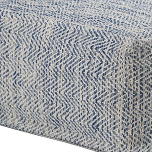 HomeRoots 20" Blue Cotton Pouf Ottoman - Versatile Modern Accent for Living Room, Bedroom, or Lounge Space 638508