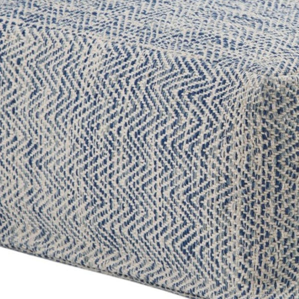 HomeRoots 20" Blue Cotton Pouf Ottoman - Versatile Modern Accent for Living Room, Bedroom, or Lounge Space 638508