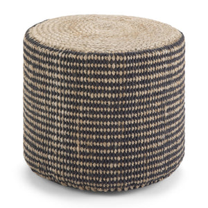 HomeRoots 18" Brown Jute Round Pouf Ottoman - Versatile Bohemian Seat, Footrest & Stylish Decor for Any Room 638509