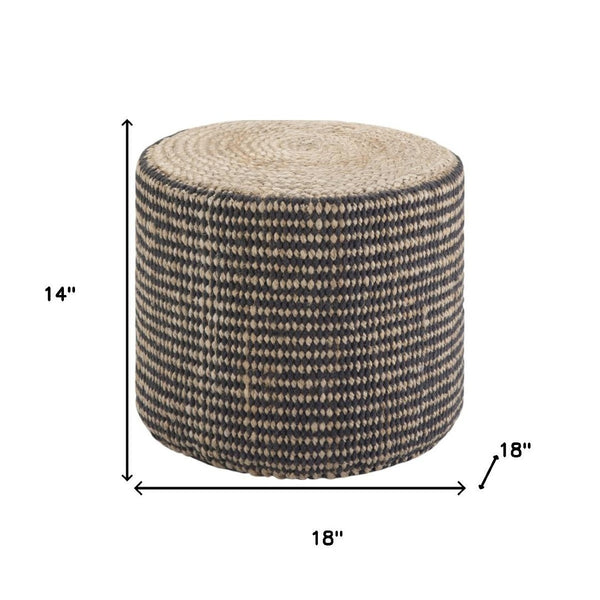 HomeRoots 18" Brown Jute Round Pouf Ottoman - Versatile Bohemian Seat, Footrest & Stylish Decor for Any Room 638509