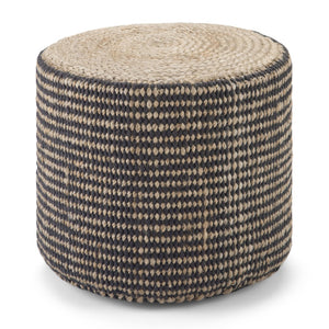 HomeRoots 18" Brown Jute Round Pouf Ottoman - Versatile Bohemian Seat, Footrest & Stylish Decor for Any Room 638509