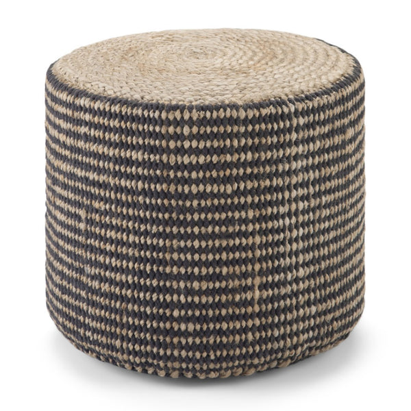 HomeRoots 18" Brown Jute Round Pouf Ottoman - Versatile Bohemian Seat, Footrest & Stylish Decor for Any Room 638509