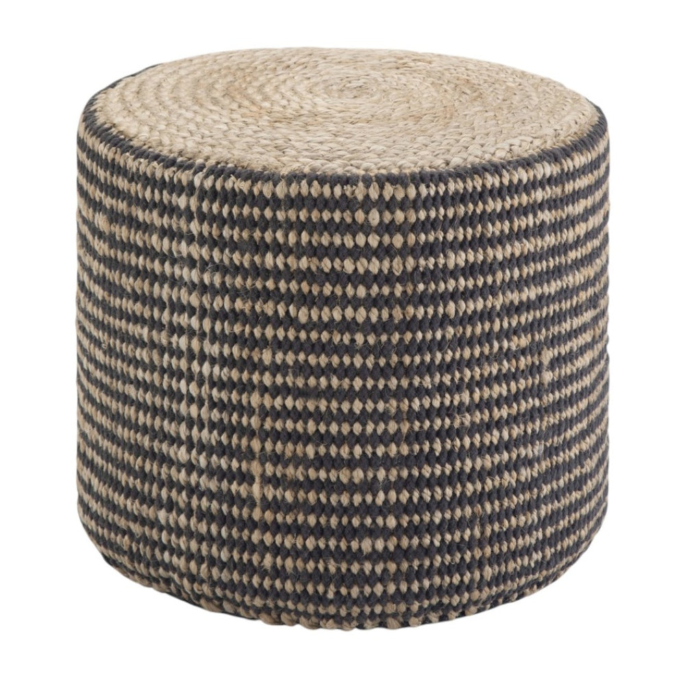 HomeRoots 18" Brown Jute Round Pouf Ottoman - Versatile Bohemian Seat, Footrest & Stylish Decor for Any Room 638509
