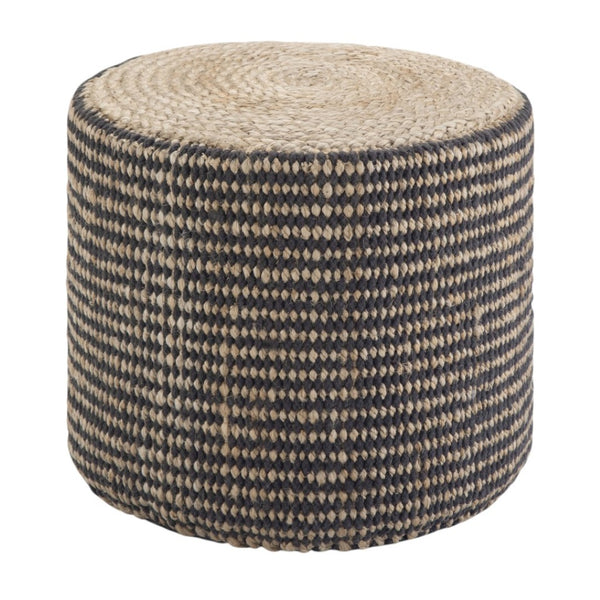 HomeRoots 18" Brown Jute Round Pouf Ottoman - Versatile Bohemian Seat, Footrest & Stylish Decor for Any Room 638509