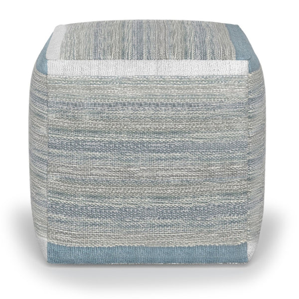 HomeRoots 16" Blue Cotton Cube Pouf Ottoman - Stylish Multi-Functional Accent for Modern Bohemian Spaces 638510