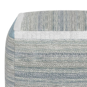 HomeRoots 16" Blue Cotton Cube Pouf Ottoman - Stylish Multi-Functional Accent for Modern Bohemian Spaces 638510