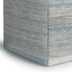 HomeRoots 16" Blue Cotton Cube Pouf Ottoman - Stylish Multi-Functional Accent for Modern Bohemian Spaces 638510