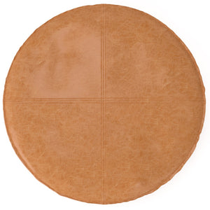 HomeRoots 32" Brown Faux Leather Round Pouf Ottoman - Versatile Bohemian Accent for Footrest, Seating & Decor 638511