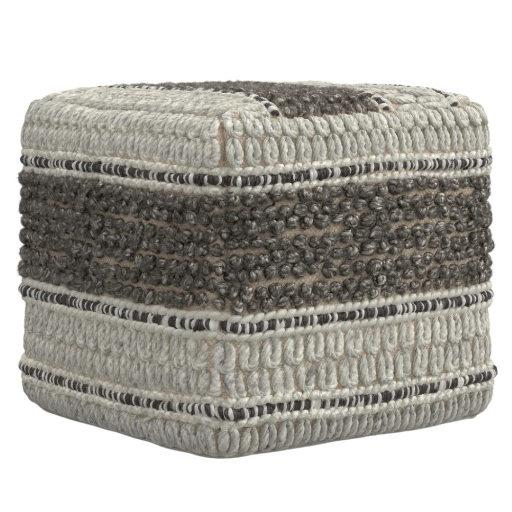 HomeRoots 18" Cozy Brown Wool Pouf Ottoman - Versatile Footrest, Extra Seat, Perfect for Modern Living Spaces! 638512