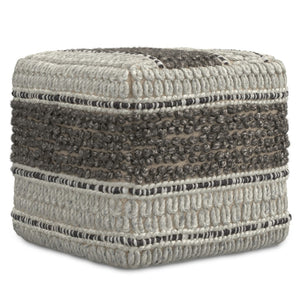 HomeRoots 18" Cozy Brown Wool Pouf Ottoman - Versatile Footrest, Extra Seat, Perfect for Modern Living Spaces! 638512