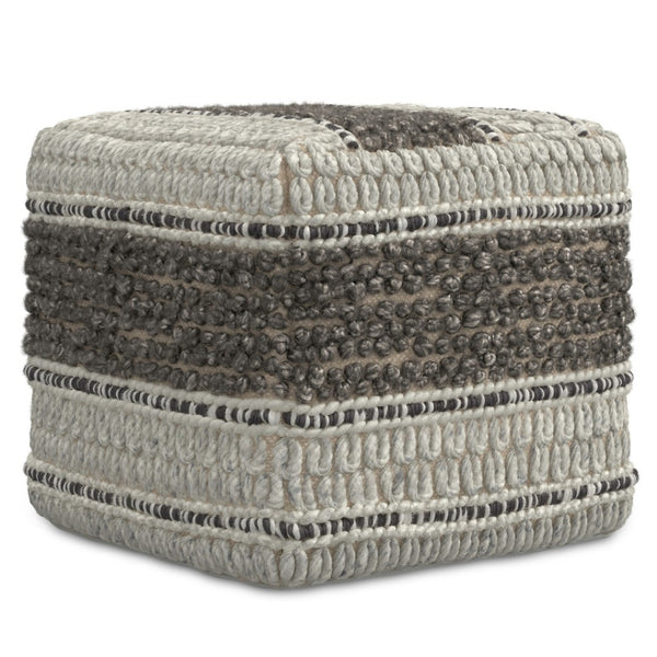 HomeRoots 18" Cozy Brown Wool Pouf Ottoman - Versatile Footrest, Extra Seat, Perfect for Modern Living Spaces! 638512