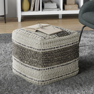 HomeRoots 18" Cozy Brown Wool Pouf Ottoman - Versatile Footrest, Extra Seat, Perfect for Modern Living Spaces! 638512