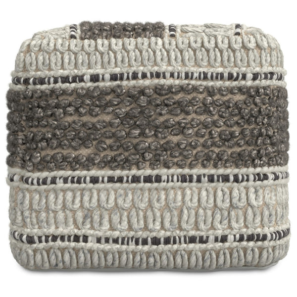 HomeRoots 18" Cozy Brown Wool Pouf Ottoman - Versatile Footrest, Extra Seat, Perfect for Modern Living Spaces! 638512