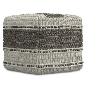 HomeRoots 18" Cozy Brown Wool Pouf Ottoman - Versatile Footrest, Extra Seat, Perfect for Modern Living Spaces! 638512