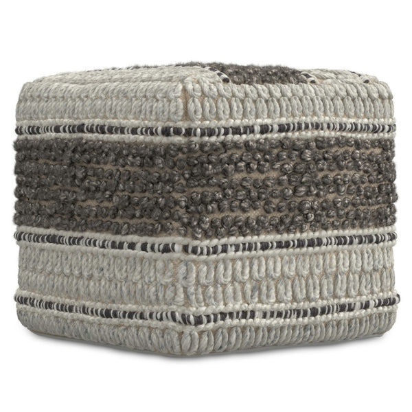 HomeRoots 18" Cozy Brown Wool Pouf Ottoman - Versatile Footrest, Extra Seat, Perfect for Modern Living Spaces! 638512