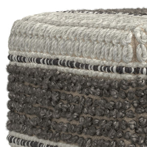HomeRoots 18" Cozy Brown Wool Pouf Ottoman - Versatile Footrest, Extra Seat, Perfect for Modern Living Spaces! 638512