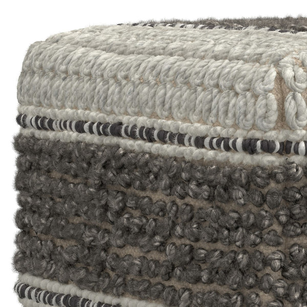 HomeRoots 18" Cozy Brown Wool Pouf Ottoman - Versatile Footrest, Extra Seat, Perfect for Modern Living Spaces! 638512