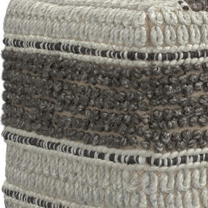 HomeRoots 18" Cozy Brown Wool Pouf Ottoman - Versatile Footrest, Extra Seat, Perfect for Modern Living Spaces! 638512