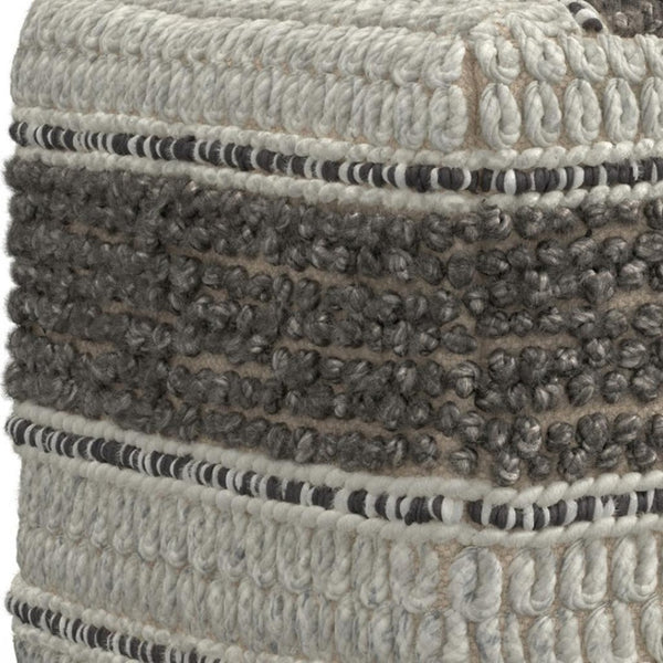 HomeRoots 18" Cozy Brown Wool Pouf Ottoman - Versatile Footrest, Extra Seat, Perfect for Modern Living Spaces! 638512