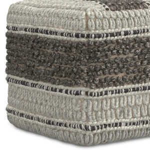 HomeRoots 18" Cozy Brown Wool Pouf Ottoman - Versatile Footrest, Extra Seat, Perfect for Modern Living Spaces! 638512