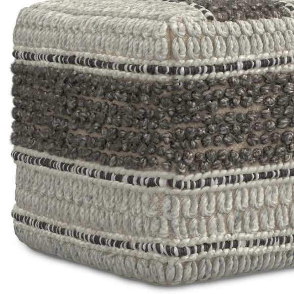 HomeRoots 18" Cozy Brown Wool Pouf Ottoman - Versatile Footrest, Extra Seat, Perfect for Modern Living Spaces! 638512