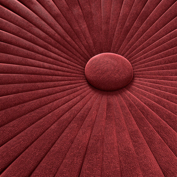HomeRoots 20" Red Velvet Round Pouf Ottoman - Stylish Accent Seat, Cozy Footrest, Versatile Decor for Any Room 638513