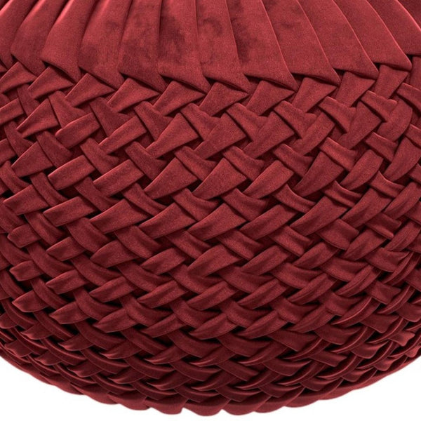 HomeRoots 20" Red Velvet Round Pouf Ottoman - Stylish Accent Seat, Cozy Footrest, Versatile Decor for Any Room 638513