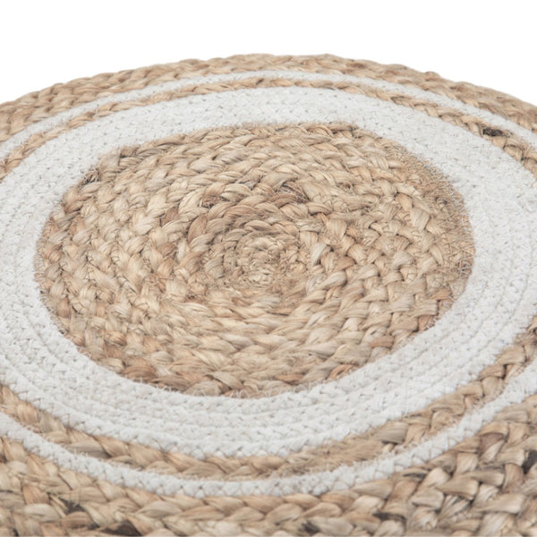 HomeRoots 18" Off White Cotton Round Pouf Ottoman - Stylish, Multi-Functional Footrest & Extra Seating Solution 638514